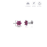 Pink Floral Crystal 925 Silver Stud Earring
