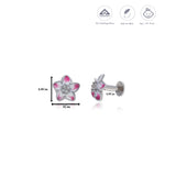 Pink Flower Butterfly 925 Silver Stud Earring