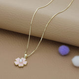 Pink Jasmine Flower Silver Kids Pendant (3+ Years) | 925 Hallmark | Perfect Gift for Kids