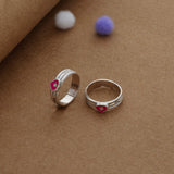 Pink Layered Heart Silver Toering | Adjustable | Lightweight |  Everyday Wear