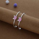 Pink Meow Silver Kids Bangles (0-5 Years) | 925 Hallmark | Daily Wear Gift for Kids