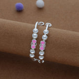 Pink Promise Kid Silver Bangles (0-3 Yrs) | 999 Hallmark | Adjustable  | Safe & Lightweight for Kids