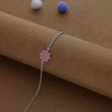 Pinkish Sparkle Kid Silver Bracelet ( 9+ Yrs)  | 925 Hallmark | Adjustable | Everyday Wear
