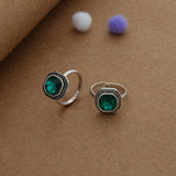 Premium Enamel Green Oxidized Silver Toering | Adjustable | Lightweight |  Everyday Wear