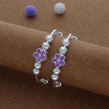 Purple Blossom Kid Silver Bangles (0-3 Yrs) | 999 Hallmark | Adjustable Daily Wear Baby Kada | Lightweight