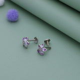 Purple Flower Butterfly 925 Silver Stud Earring
