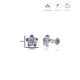 Purple Flower Butterfly 925 Silver Stud Earring