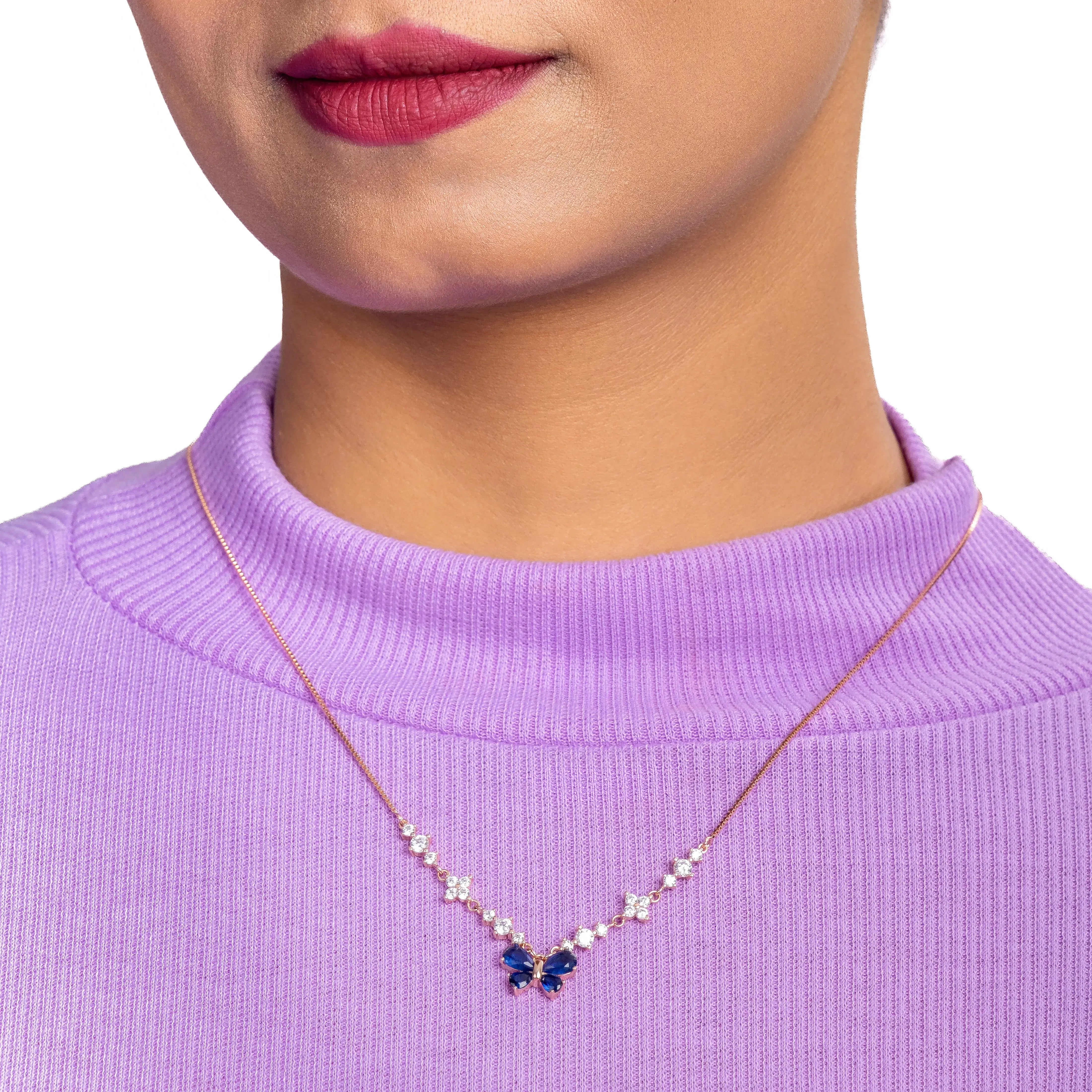 Blue Butterfly 925 Silver Charm Necklace