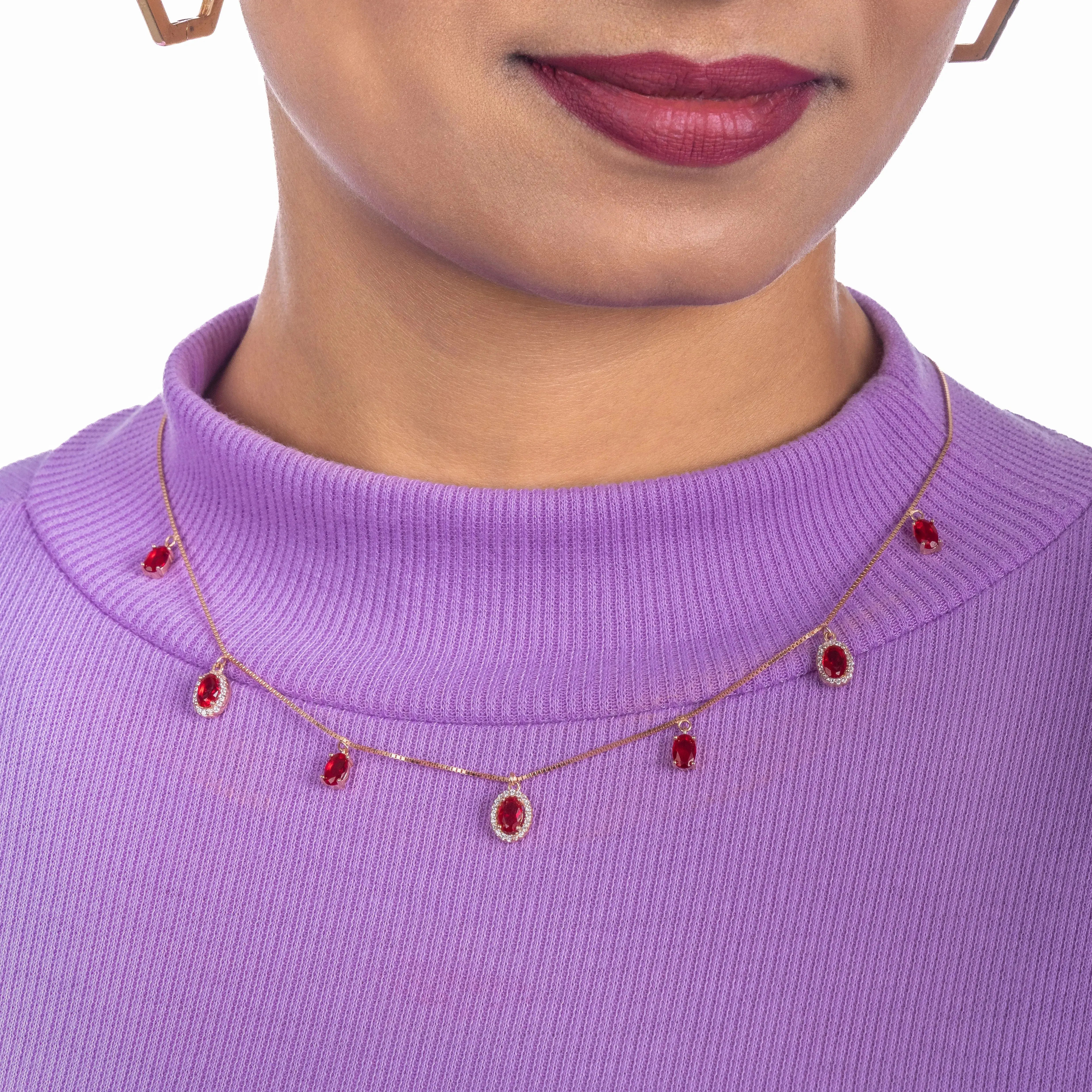 Red Ruby 925 Silver Charm Necklace