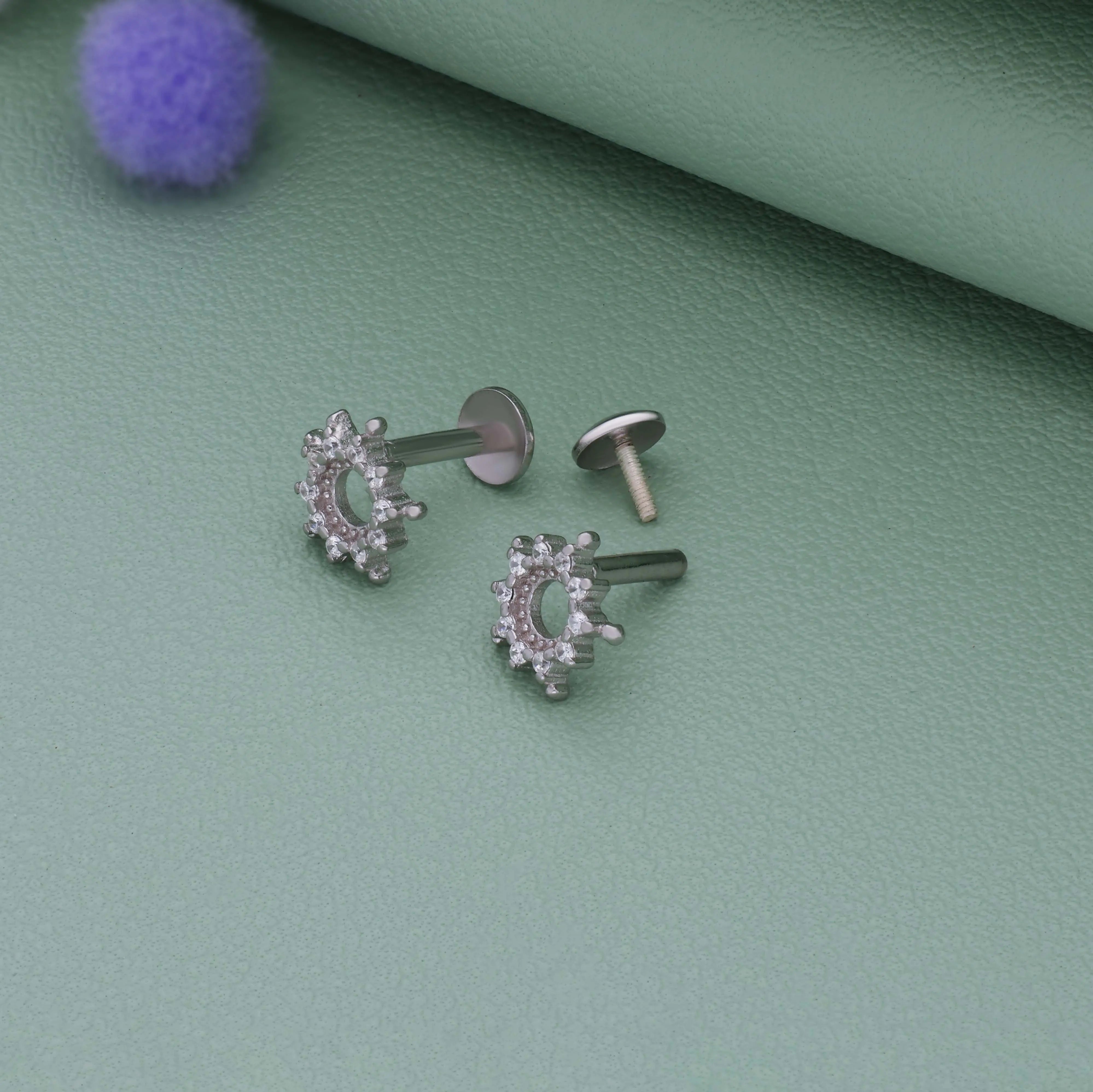Radiant Sunburst Crystal 925 Silver Stud for Kids & Teen(10+ Yrs)