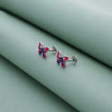 Rainbow Butterfly 925 Silver Stud Earring