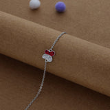 Red with white duo Butterfly Kid Silver Bracelet ( 9+ Yrs)  | 925 Hallmark | Adjustable | Everyday Wear