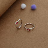 Rosy Dot Silver Toering | Adjustable | Lightweight |  Everyday Wear