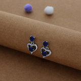 Royal Blue Heart Women Silver Drops | 925 Hallmark | Everyday Wear