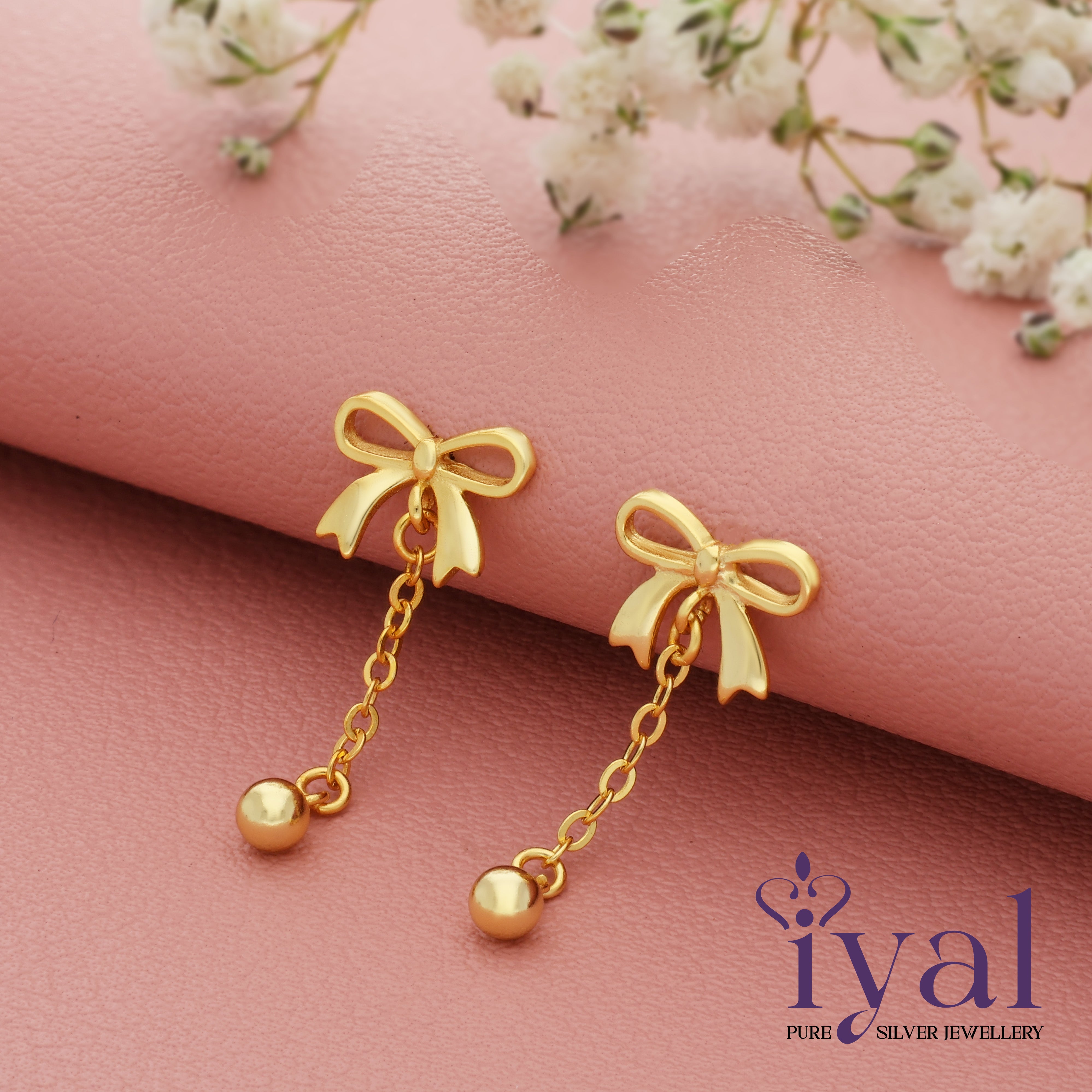 Bow Chain Silver Earring