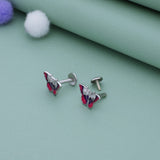 Ruby Pink Butterfly 925 Silver Stud Earring