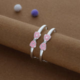 Soft Pink Charm Silver Kid Bangles (0-5 Yrs) | 999 Hallmark | Adjustable | Everyday Wear