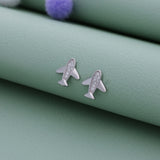 Sparkling Airplane 925 Silver Stud Earring