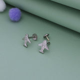 Sparkling Airplane 925 Silver Stud Earring