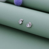 Sparkling Crescent Moon 925 Silver Stud for Kids & Teen(10+ Yrs)