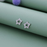 Sparkling Star Outline 925 Silver Stud Earring