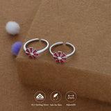 Maroon Flora Adjustable 925 Silver Fancy Toering