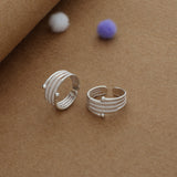 Classic Layered Silver Toering | Adjustable | Lightweight |  Everyday Wear