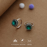 Premium Enamel Green Oxidized Silver Toering | Adjustable | Lightweight |  Everyday Wear