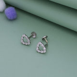 Twisted Crystal Heart 925 Silver Stud for Kids & Teen(10+ Yrs)