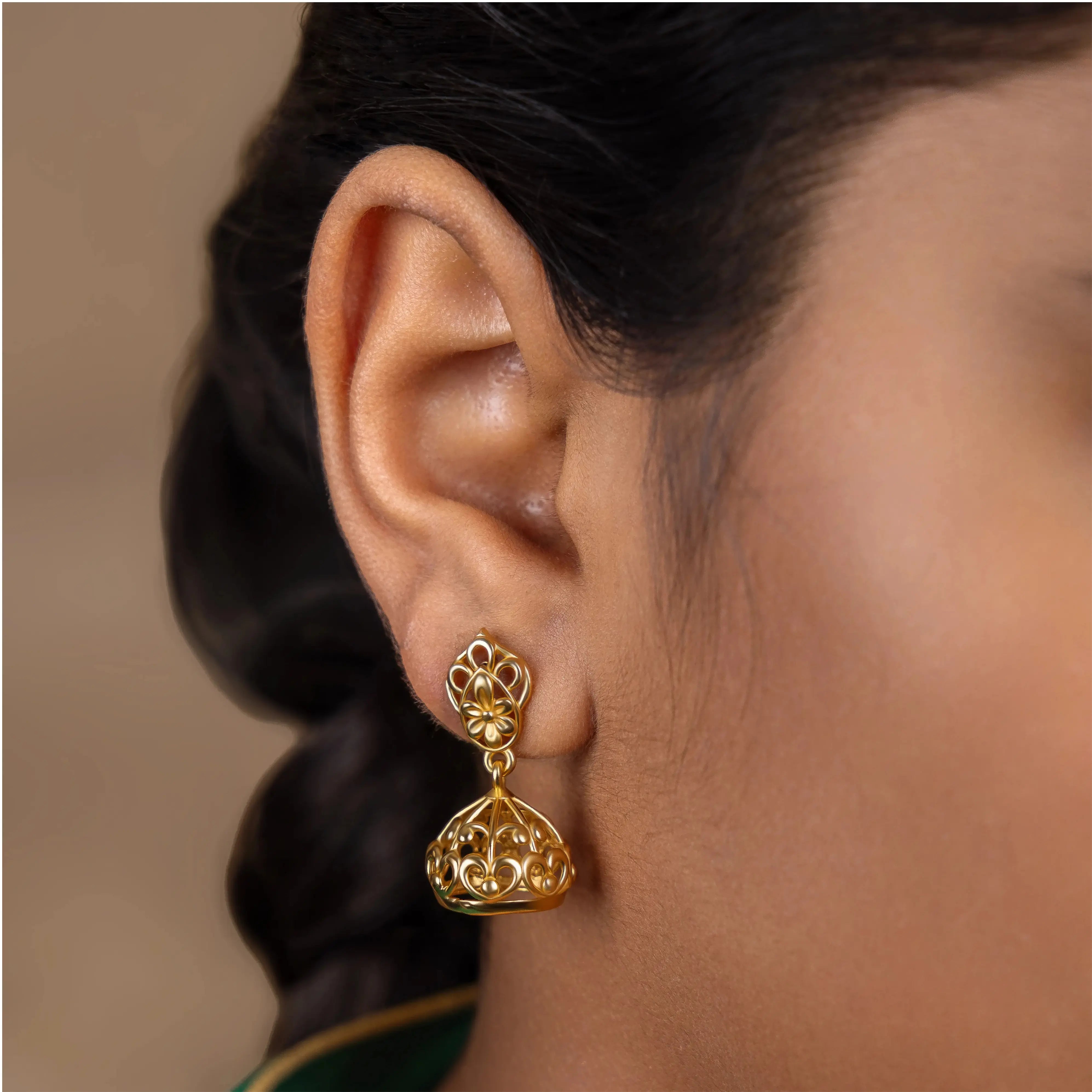 925 Silver Floral Jhumka Earrings