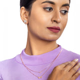 925 Silver Ribbon with Heart Double-Layer Party Wear Chain