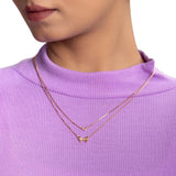 925 Silver Ribbon with Heart Double-Layer Party Wear Chain