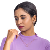 925 Silver Ribbon with Heart Double-Layer Party Wear Chain