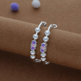 Violet Bow Kid Silver Bangles (0-3 Yrs) | 999 Hallmark | Adjustable Baby Bangle for Daily Wear