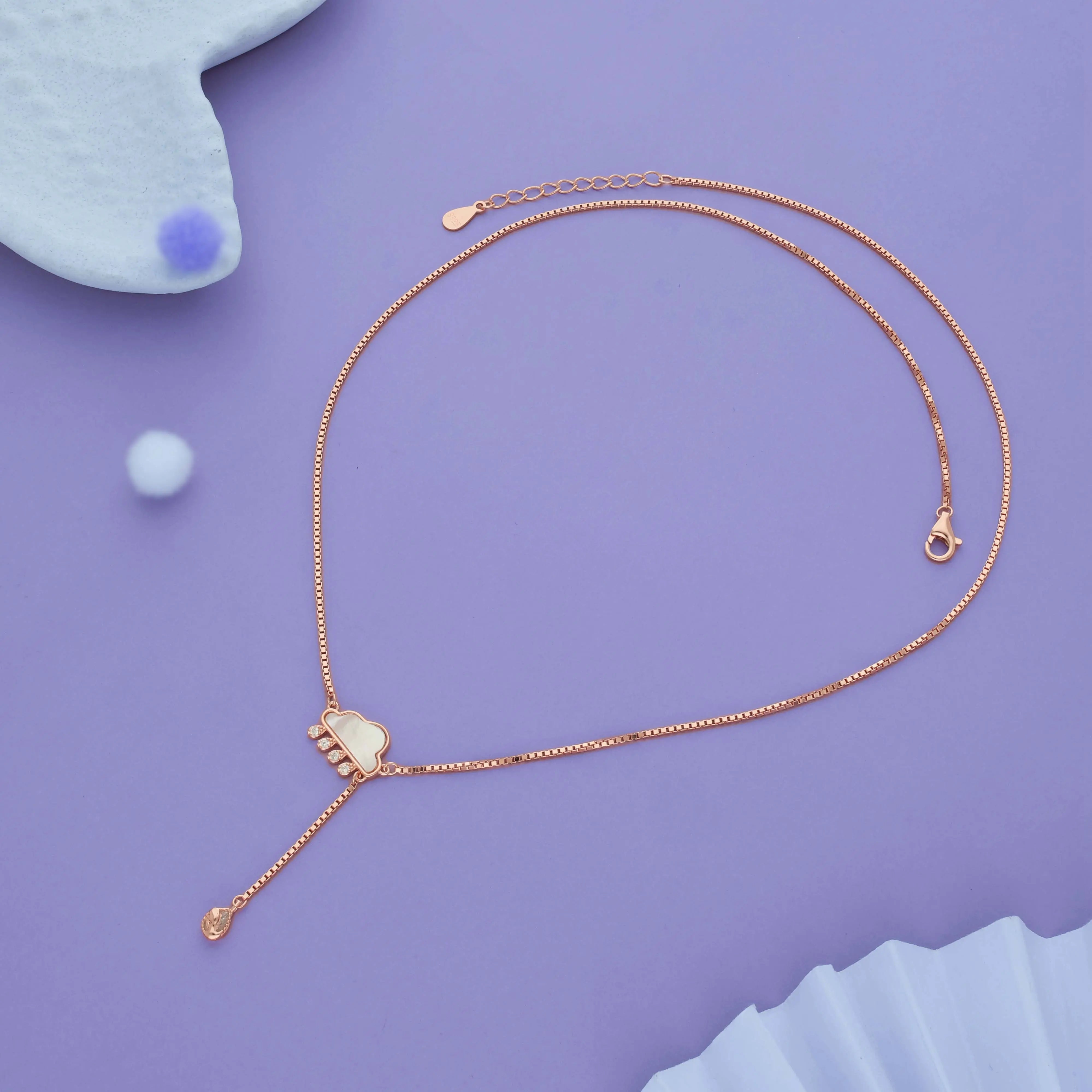 Charming Sky Charm Silver Necklace | 925 Hallmark | Rose Gold Polish | Ideal Valentine’s Day Gift