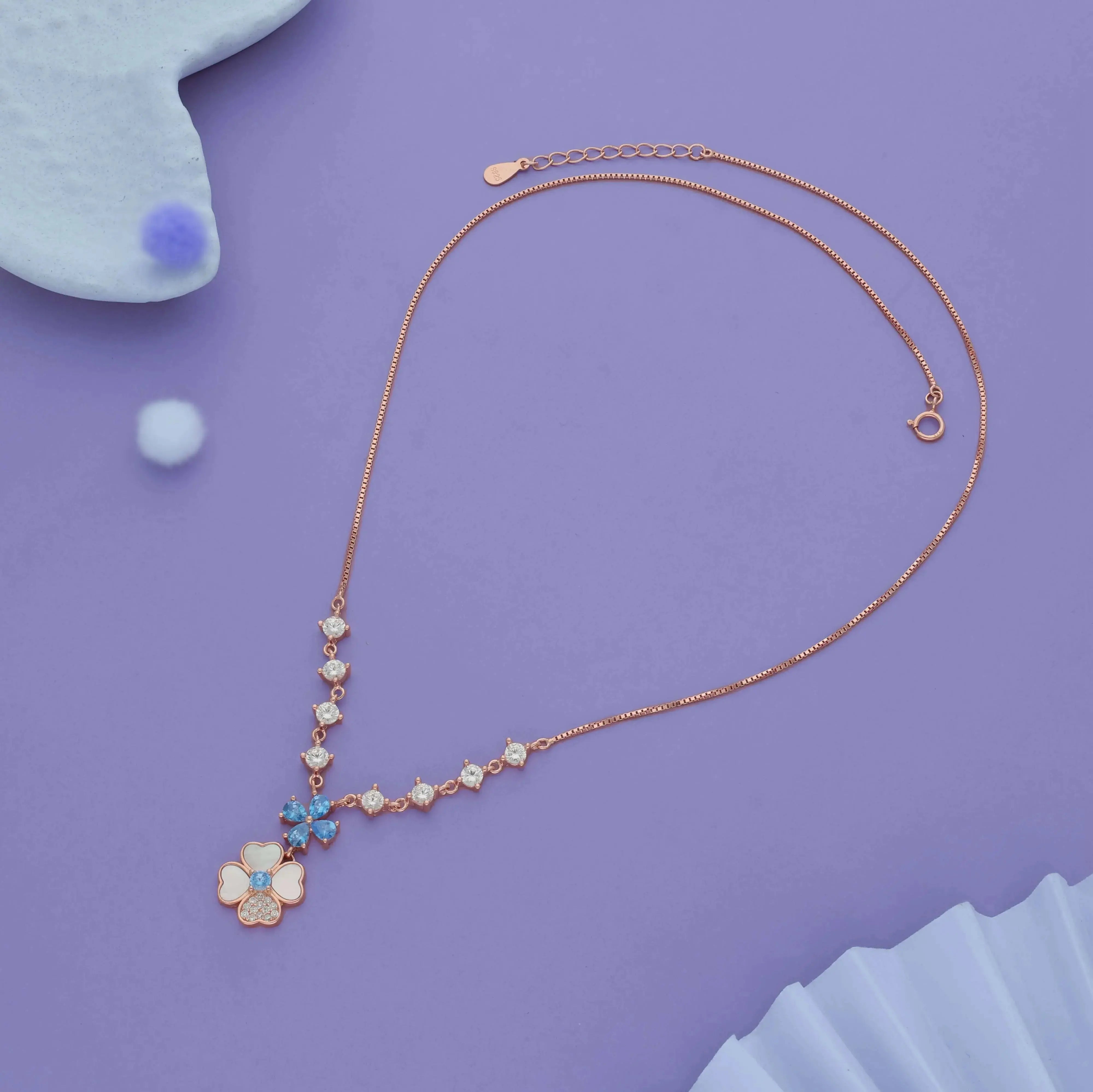 Pastel Petals Rose Gold Polish 925 Silver Necklace for Women | Minimalist Daily Wear Charm Chain