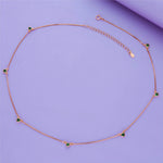 Rose Gold Plated 925 Silver Green Heart Charm Necklace