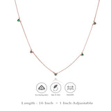 Rose Gold Plated 925 Silver Green Heart Charm Necklace