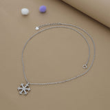 Crystal Frost Charm Silver Necklace | 925 Hallmark | Minimalist Daily Wear | Ideal Valentine’s Day Gift for Women