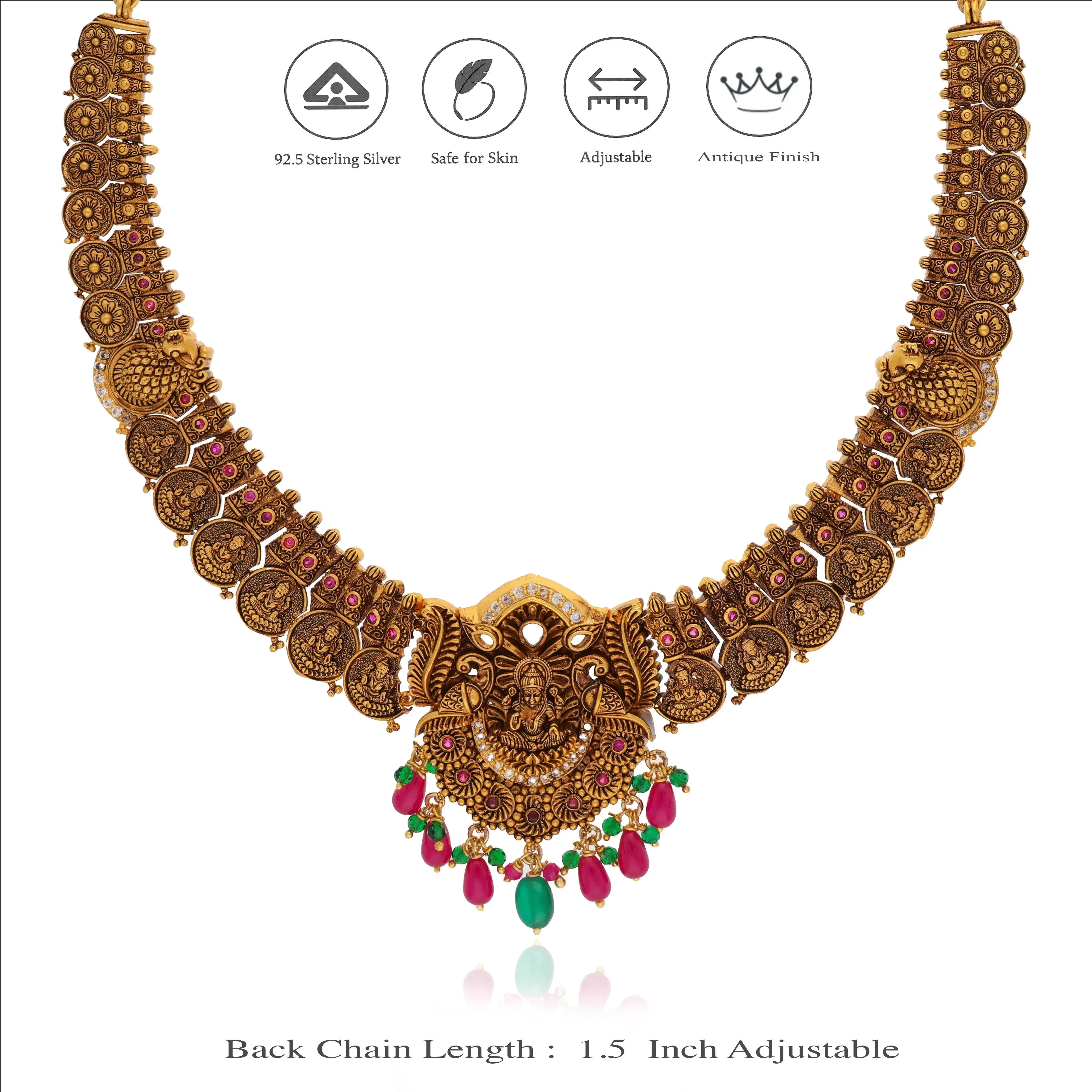 Lakshmi Kasu Mala 925 Silver Traditional Necklace