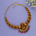 925 Silver Gold Polish Gaja Lakshmi Ganesha Temple Necklace