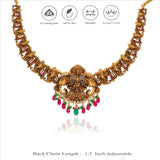925 Silver Gold Polish Gaja Lakshmi Ganesha Temple Necklace