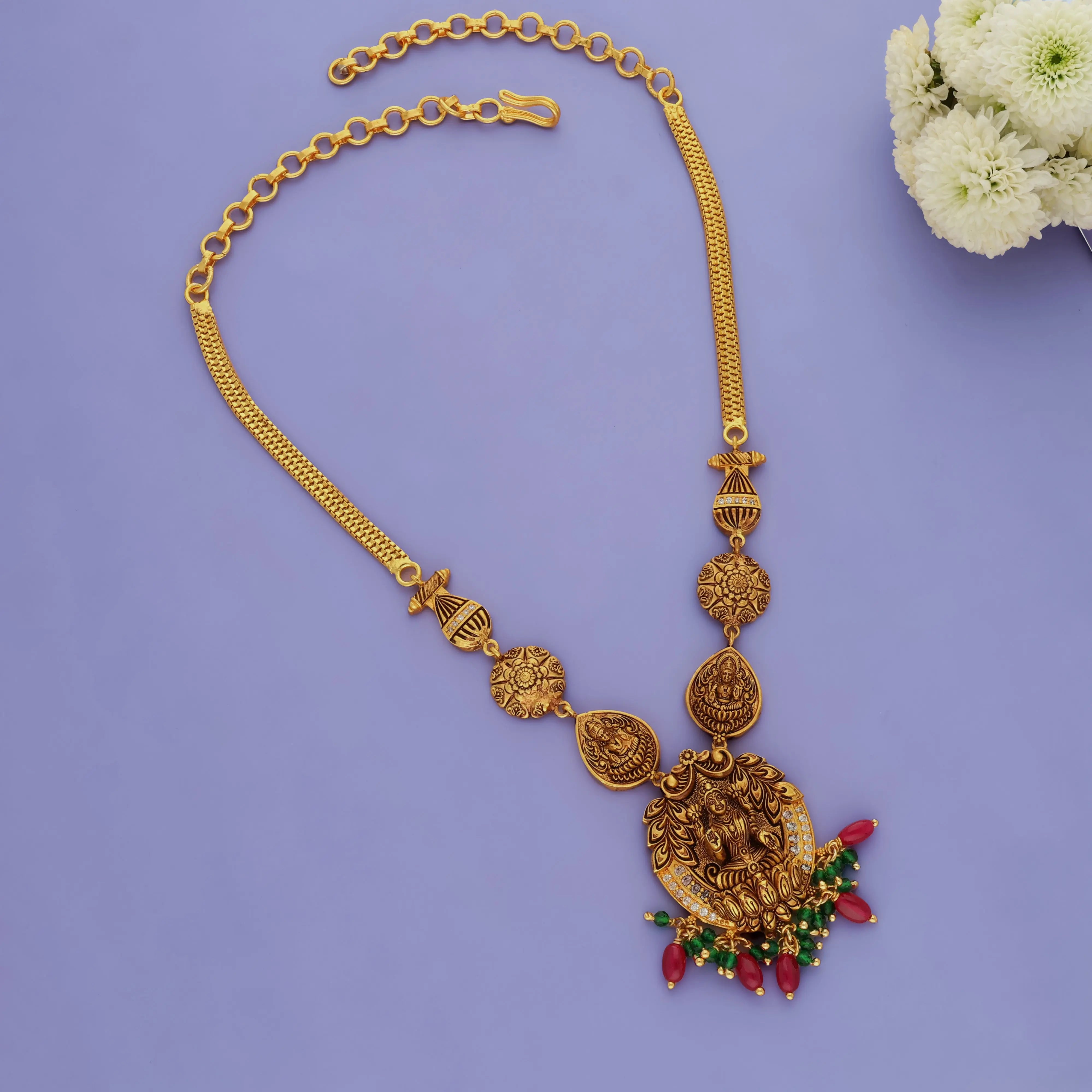 925 Silver Traditional Lakshmi  Haram Necklace