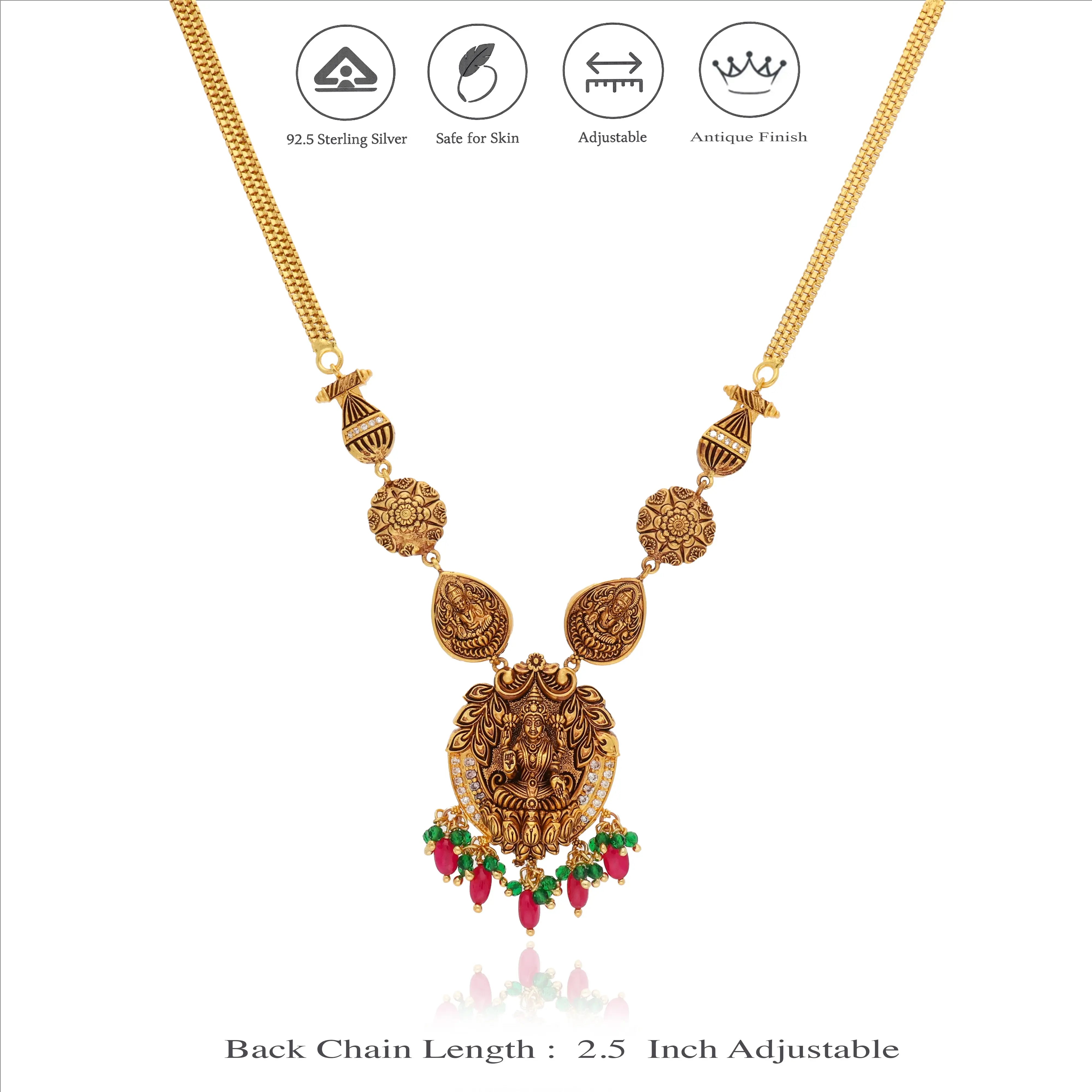925 Silver Traditional Lakshmi  Haram Necklace