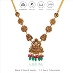 925 Pure Silver Gold Polish Lakshmi Long Haram Necklace