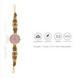 925 Silver Traditional Kundan & Emerald-Tone Jewelry Watch