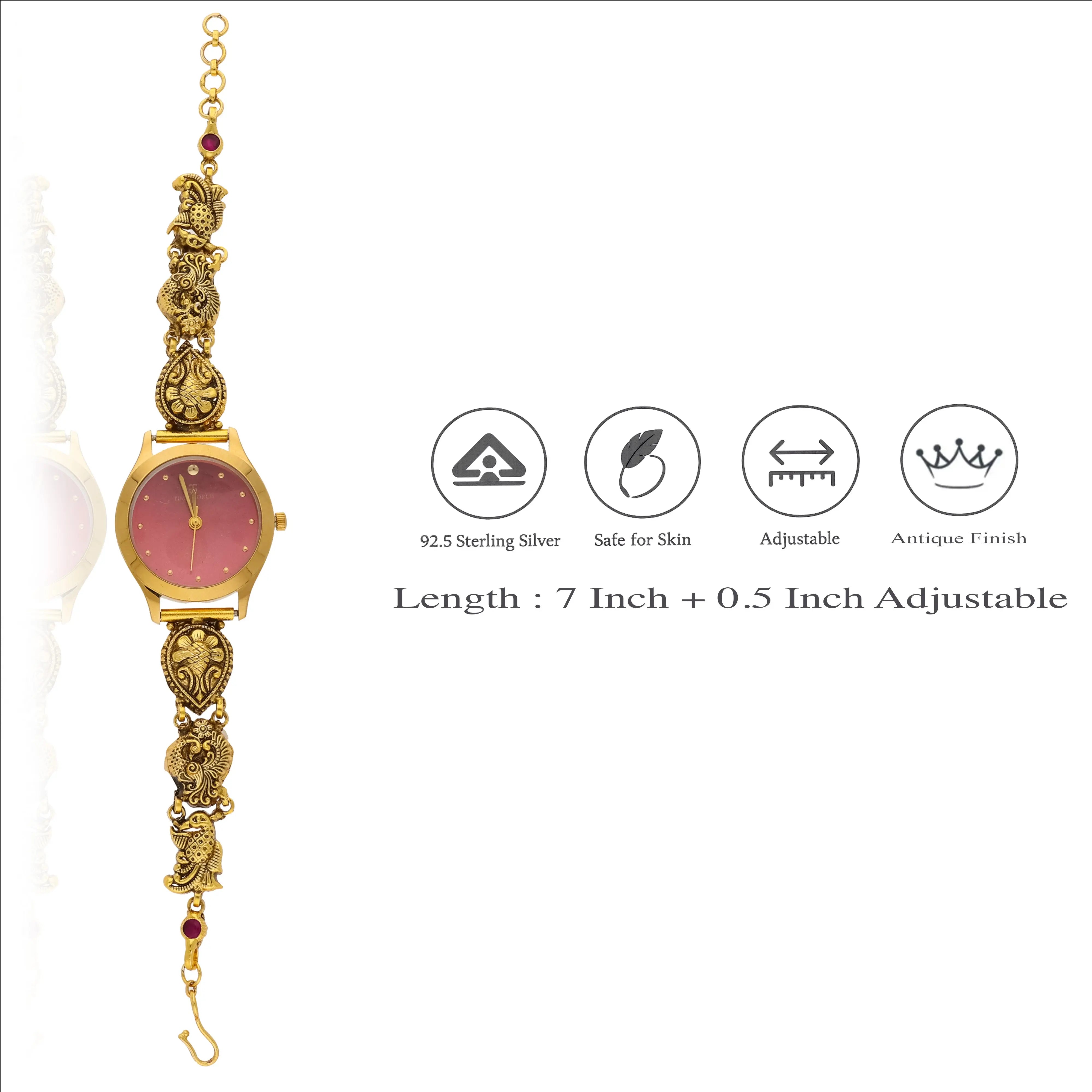 Royal Peacock 925 Silver Traditional Bracelet Watch