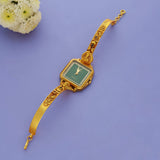 925 Silver Emerald Lakshmi Antique Gold Kada Watch