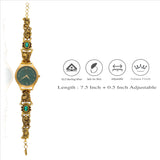 925 Silver Heritage Style Watch with Green Stone Design