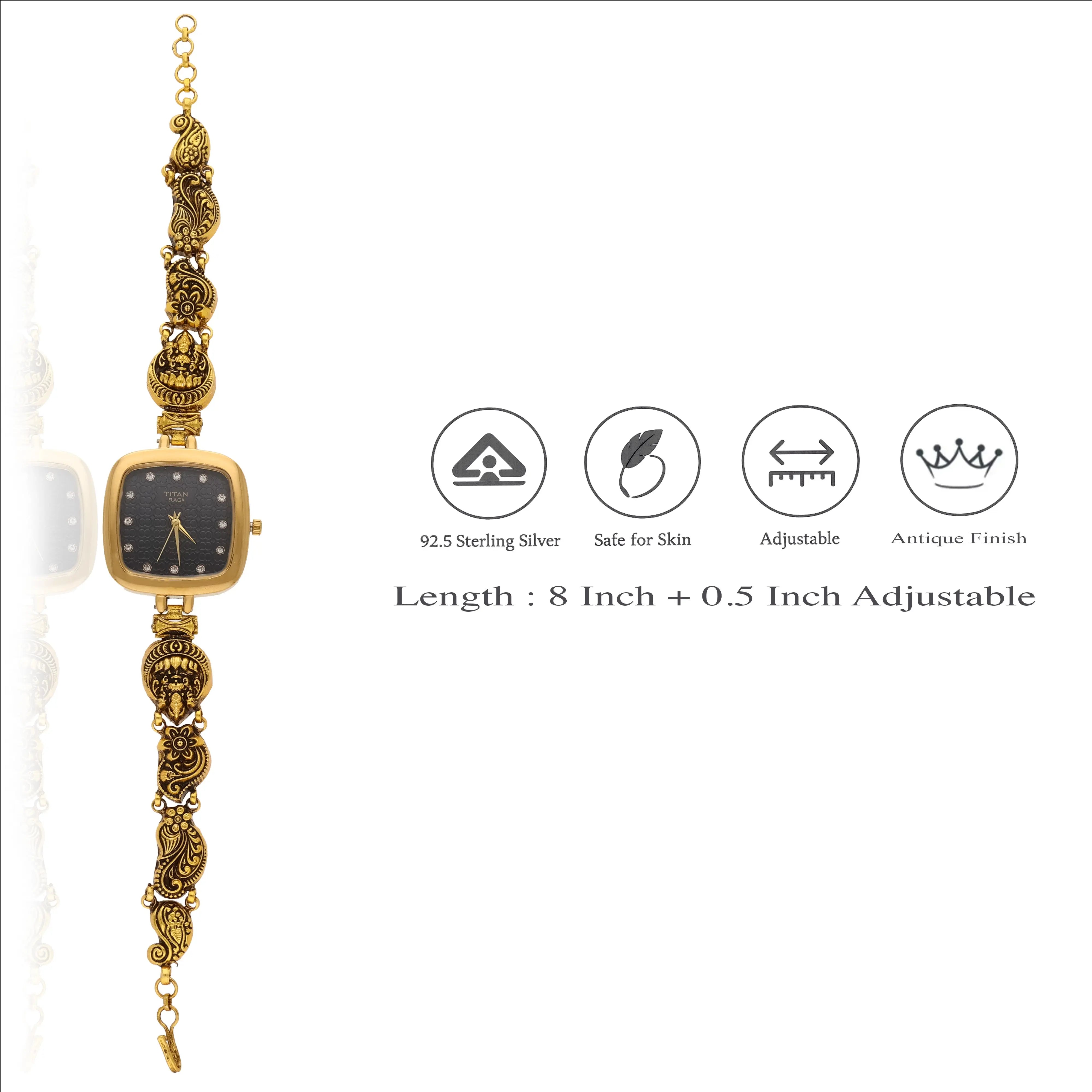 925 Silver Swarna Shilpa Temple Style Watch